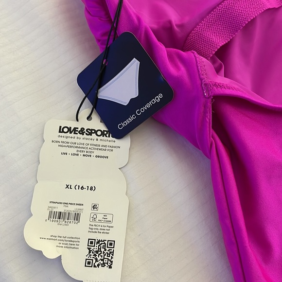 Love&Sports… bright pink, one piece, swimsuit, size XL (16-18) - Picture 4 of 6